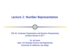 Lecture 2: Number Representation