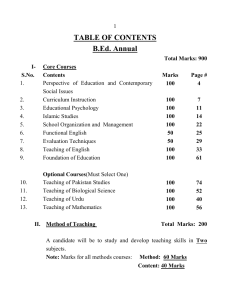 TABLE OF CONTENTS B.Ed. Annual