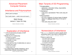 Advanced Placement Computer Science Inheritance and