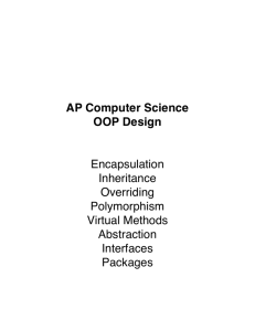AP Computer Science OOP Design Encapsulation Inheritance