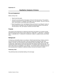 Qualitative Analysis of Anions