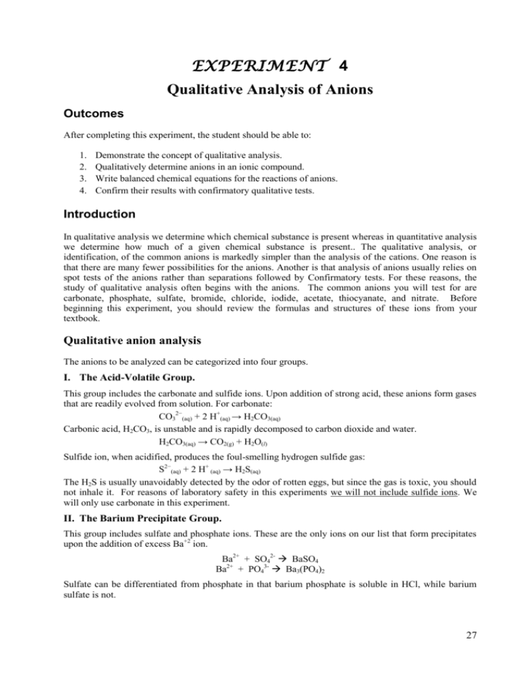 qualitative analysis of anions experiment