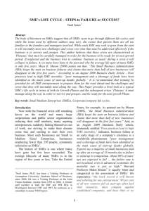 SME's LIFE CYCLE – STEPS to FAILURE or