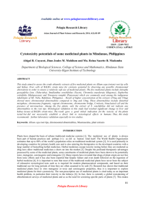 Cytotoxicity potentials of some medicinal plants in Mindanao