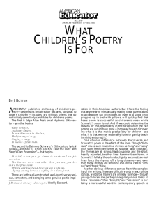 What Children's Poetry is For - American Federation of Teachers