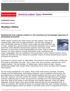 The importance of remittances, The Economist print edition, Jul 29