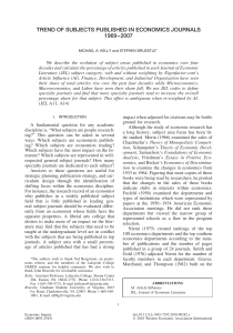 trend of subjects published in economics journals 1969–2007
