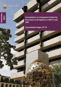 Competent Authority Discretions and Options in CRD IV and CRR