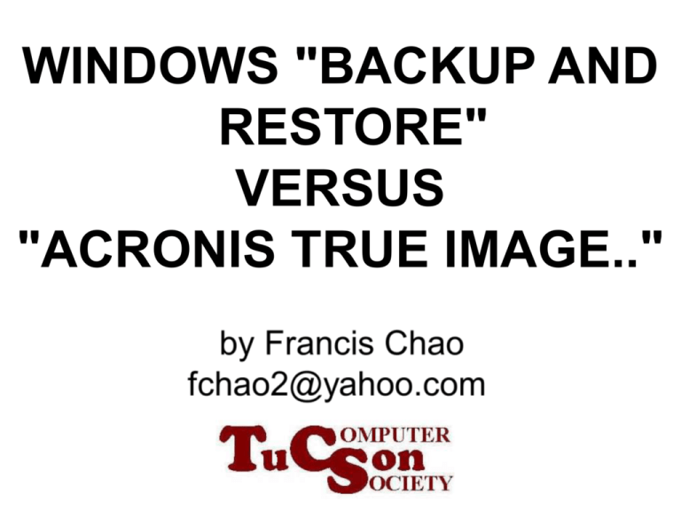 acronis true image vs backup and recovery