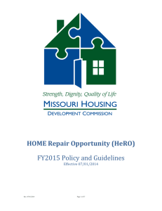 HOME Repair Opportunity (HeRO) FY2015 Policy and Guidelines