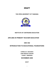 TABLE OF CONTENTS - The Open University of Tanzania