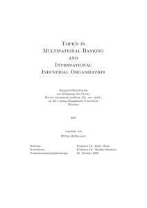 Topics in Multinational Banking and International Industrial