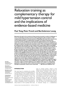 Relaxation training as complementary therapy for mild hypertension
