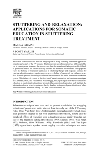 STUTTERING AND RELAXATION: APPLICATIONS FOR SOMATIC