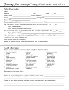 a Copy of Our Health Form - Relaxing Note Therapeutic Massage