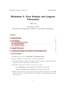 Worksheet 4: Error Analysis and Langevin Thermostat