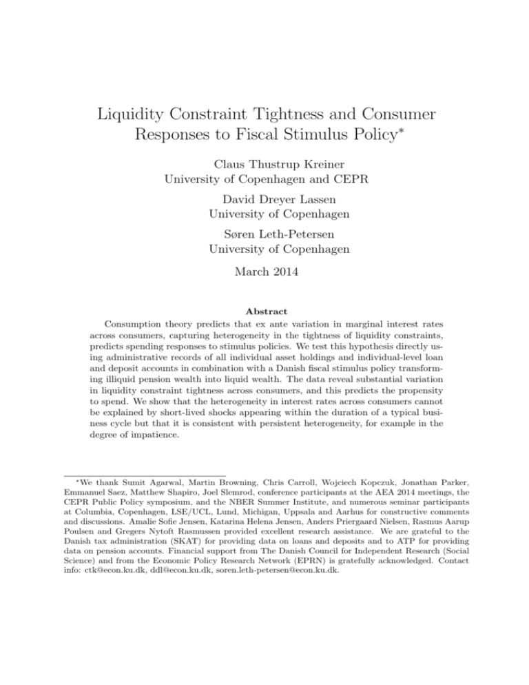 Liquidity Constraints And Consumer Bankruptcy Evidence From Tax Rebates