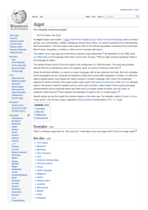Argot - Wikipedia, the free encyclopedia