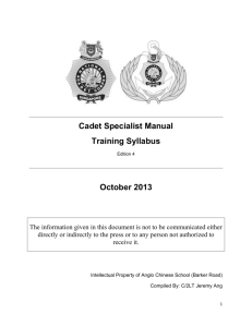 Cadet Specialist Manual Training Syllabus October 2013