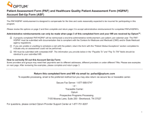 Patient Assessment Form (PAF) and Healthcare Quality Patient
