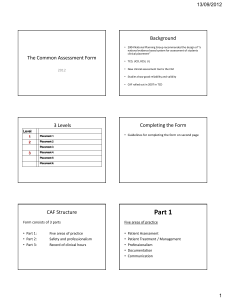 Completing the Common Assessment Form