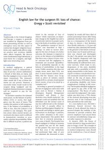 Review English law for the surgeon III: loss of chance: Gregg v Scott