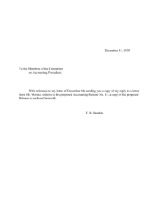 Note from T.H. Sanders with proposed SEC Accounting Release No