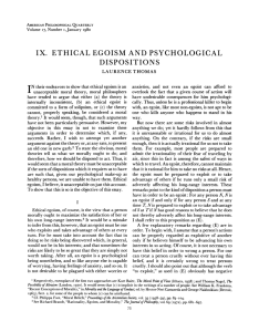 Ethical Egoism and Psychological Dispositions