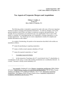 Tax Aspects of Corporate Mergers and