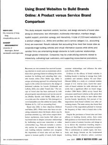Using Brand Websites to Build Brands Oniine: A Product versus