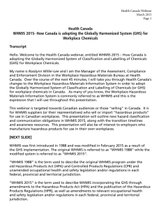 Health CanadaWHMIS 2015- How Canada is adopting the Globally