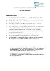 Registration Assessment Sample Paper 2013. Part One