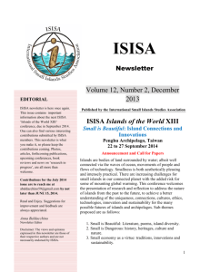 Volume 12, Number 2, December 2013 ISISA Islands of the World XIII