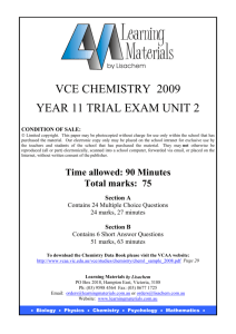 VCE Chemistry 2009 Year 11 Trial Exam Unit 2