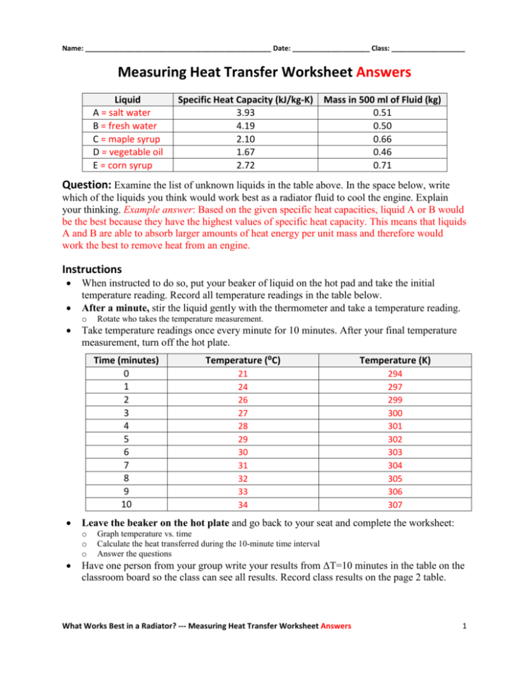  Heat And Its Measurement Worksheet Free Download Qstion co