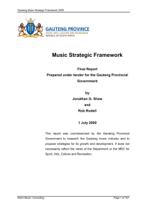 Gauteng Music Strategic Framework 2009
