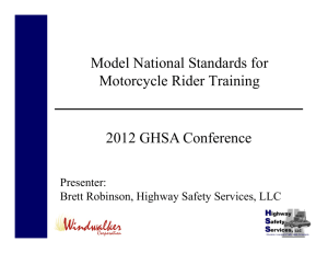 Model National Standards for Motorcycle Rider Training 2012 GHSA