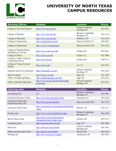 UNIVERSITY OF NORTH TEXAS CAMPUS RESOURCES