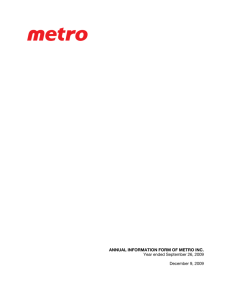 ANNUAL INFORMATION FORM OF METRO INC. Year ended