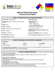 Material Safety Data Sheet Isopropyl alcohol MSDS