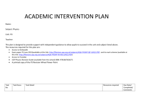 Academic Intervention Plan - Physics