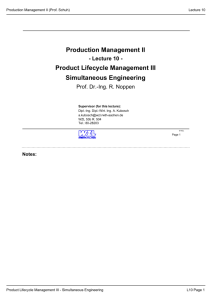 Production Management II Product Lifecycle Management III