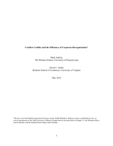 Creditor Conflict and the Efficiency of Corporate Reorganization
