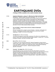 Earthquake Videos - JIBC Library - Justice Institute of British Columbia