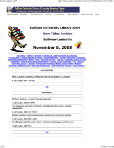 November 8, 2008 - Sullivan University Library