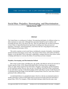 Social Bias: Prejudice, Stereotyping, and Discrimination