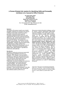 A Person-Oriented Job Analysis for Identifying Skills and Personality