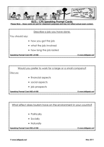 IELTS / CPE Speaking Prompt Cards: Describe a job you have done