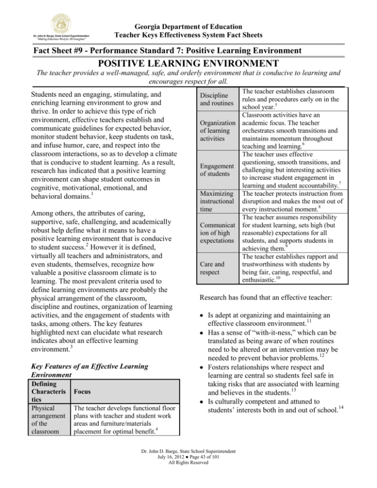 Positive Learning Environment