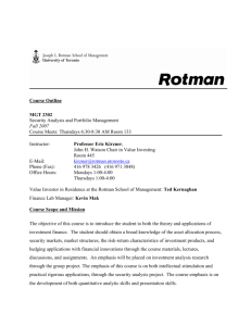 Course Outline MGT 2302 Security Analysis and Portfolio